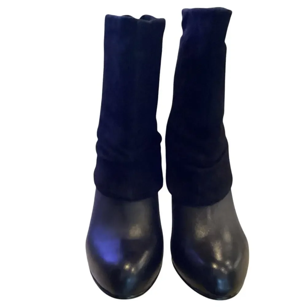 Franco Sarto Women's Black Ankle Booties Fold-Over Block Heel Size‎ 8 M